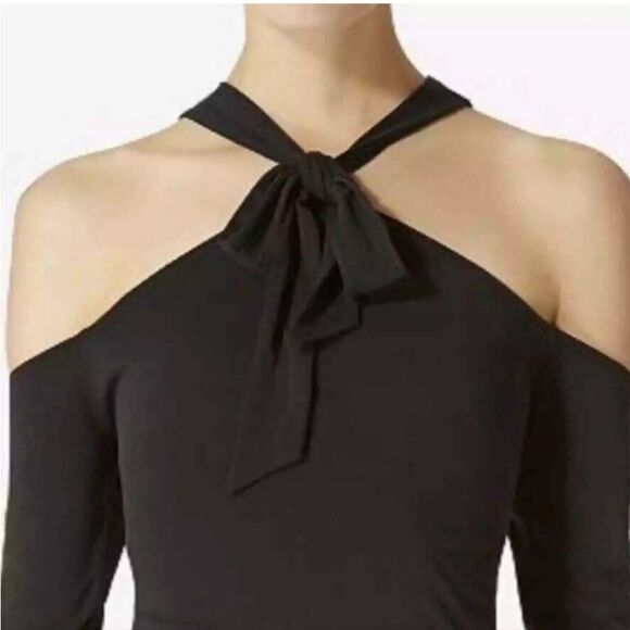 NWT Avec Les Filles Long Sleeve Cold Shoulder Bow Tie - Picture 3 of 12